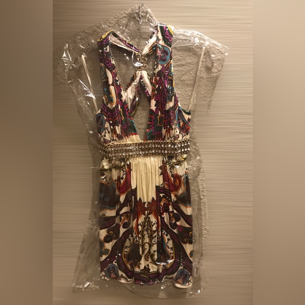 SKY Elegant Multicolor Paisley Dress Rhinestone Accents - Picture 9 of 12